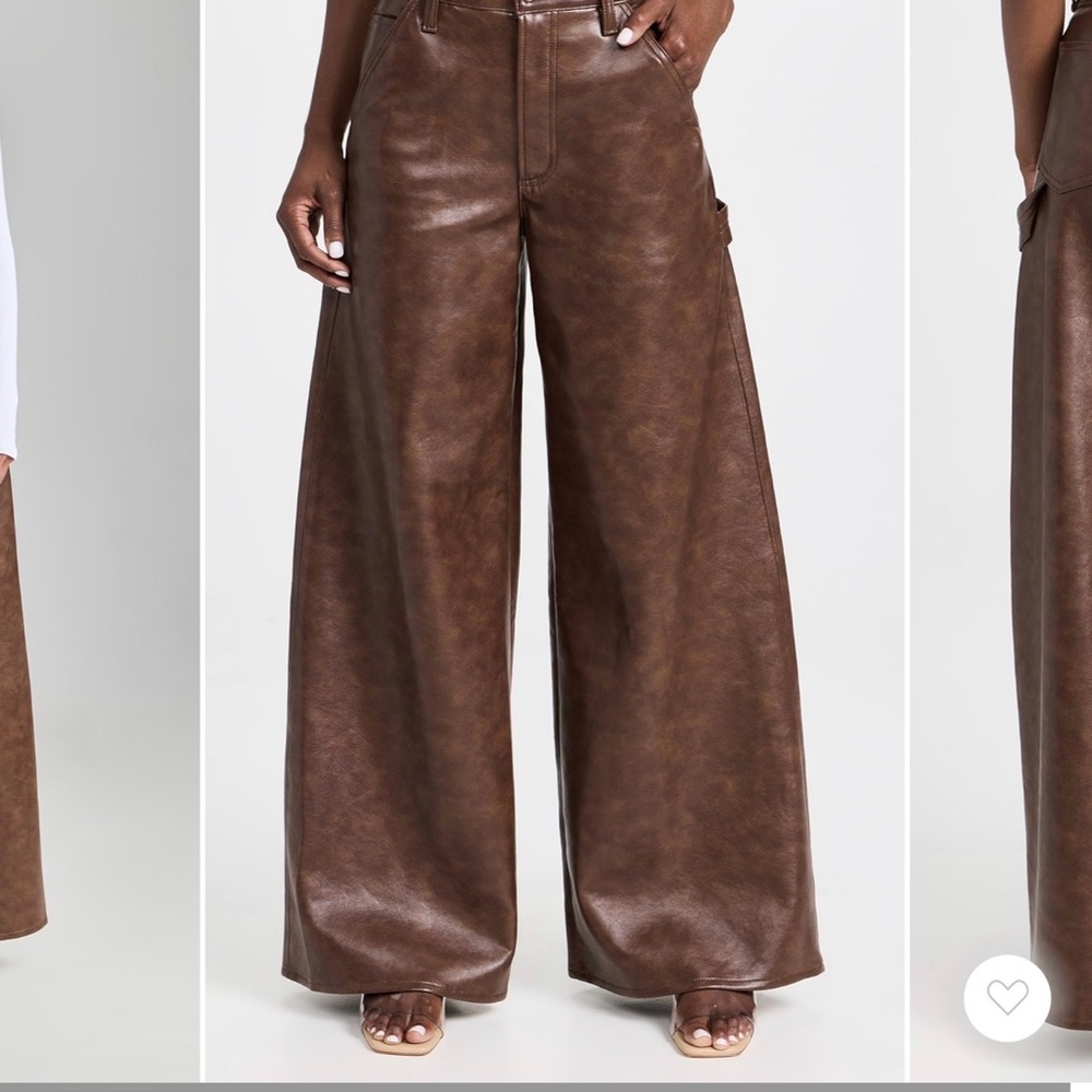 Wide-Leg Leather Pants - Brown AGOLDE